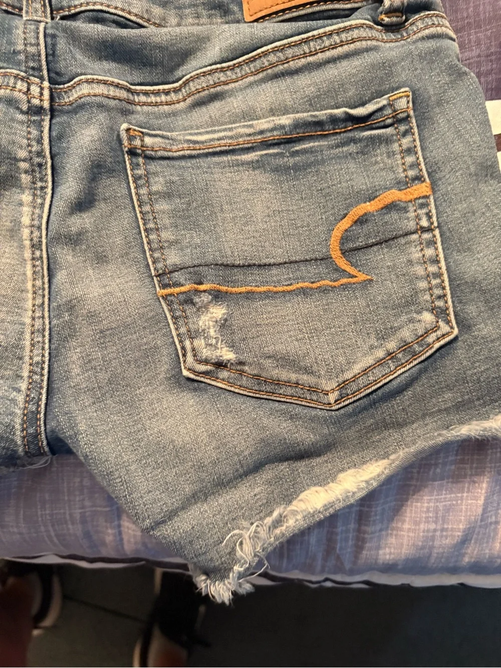 American Eagle Outfitters Light Wash Distressed Denim Cutoff Shorts